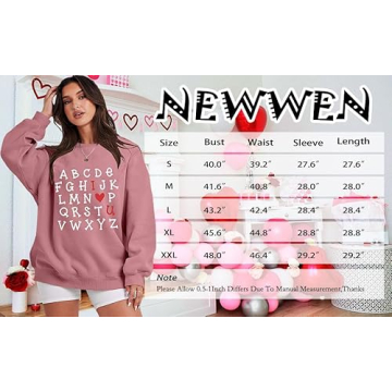 NEWWEN Valentines Day Sweatshirt for Teachers - X-Large