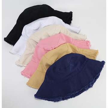 Fashion Frayed Bucket Hat for Men Women - Sun Protection