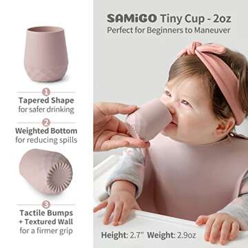 SAMiGO Silicone Baby Cups for 6-12 Months, Tiny Open Cups for Training and Water Drinking, Baby Led ...