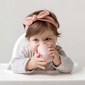 SAMiGO Silicone Baby Cups for 6-12 Months, Tiny Open Cups for Training and Water Drinking, Baby Led Weaning Supplies, 2 OZ