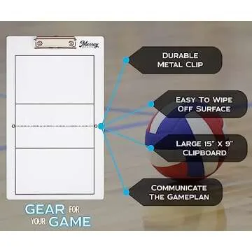 Murray Sporting Goods Dry Erase Coaches Clipboard | Double-Sided Dry Erase White Board for Volleybal...