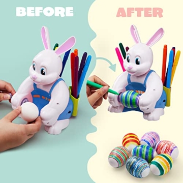 JOYIN Motorized Easter Egg Decorator Kit, Easter Busy Bunny Egg Spinner Whirler Decorating Machine with 10 Non-Toxic Markers for Kids Craft Activities