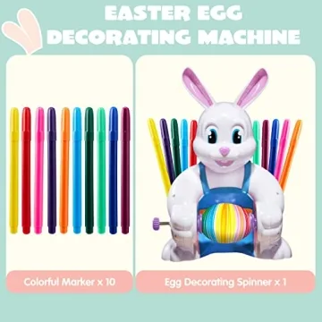 JOYIN Motorized Easter Egg Decorator Kit, Easter Busy Bunny Egg Spinner Whirler Decorating Machine with 10 Non-Toxic Markers for Kids Craft Activities