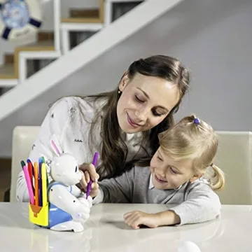 JOYIN Motorized Easter Egg Decorator Kit, Easter Busy Bunny Egg Spinner Whirler Decorating Machine with 10 Non-Toxic Markers for Kids Craft Activities