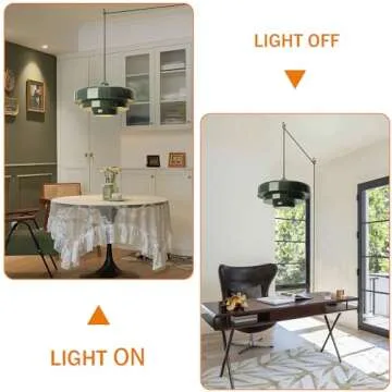 DoungRos Plug-in Green Pendant Light Fixtures, 16FT Hanging Lights with Plug in Cord 3-Layer Shade Mid Century Modern Hanging Lamp Pendant Lighting for Bedroom Dining Room Living Room