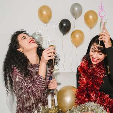 Bachelorette Party Decorations Straws Set 12 Pcs, Vulgbunee Bride Party Supplies,11 Diamond Ring (Pink) and 1 Bride Straw (White)