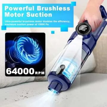 MONOZEL Handheld Cordless Vacuum - 15000Pa Suction, LED Light