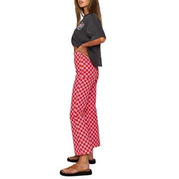 Plaid Color Block Sweatpant for Women Y2k Fashion Loose High Waist Trousers Straight Leg Vintage Casual Streetwear Pants (Red, S)