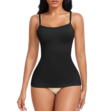 TDIFFUN Womens Shapewear Cami Tank Tops Tummy Control Seamless Ribbed Compression Widened Adjustable...