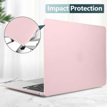 DONGKE Compatible with MacBook Air 13 inch Case 2021 2020 2019 2018 Release Model: M1 A2337 A2179 A1932, Matte Hard Case Cover for MacBook Air 13 inch with Retina Display Touch ID - Solid Pink