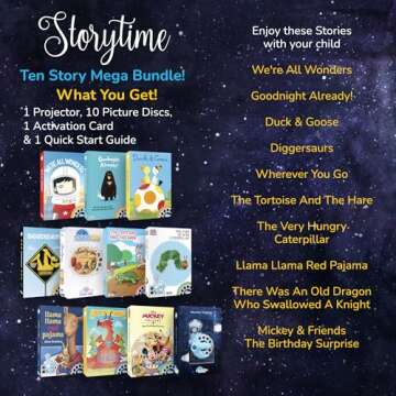 Moonlite Storytime Mini Projector with 10 Classic Storytime Stories, A Magical Way to Read Together, Digital Storybooks, Fun Sound Effects, Learning Gifts for Kids Ages 1 and Up