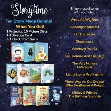 Moonlite Storytime Mini Projector with 10 Classic Storytime Stories, A Magical Way to Read Together, Digital Storybooks, Fun Sound Effects, Learning Gifts for Kids Ages 1 and Up