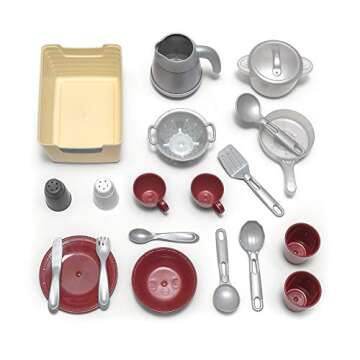 Step2 Timeless Trends Kids Kitchen Playset, Indoor/Outdoor Kitchenette, Interactive Play with Lights and Sounds, Made of Durable Plastic, Includes 21 Piece Toy Accessories, for Toddlers 2+ Years Old