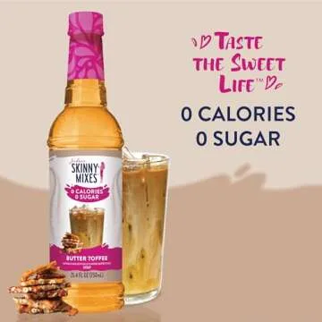 Jordan's Skinny Syrups Sugar Free Coffee Syrup, Butter Toffee Flavor Drink Mix, Zero Calorie Flavori...