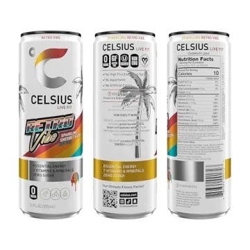CELSIUS RETRO VIBE Sparkling Sherbet Slush - Sugar Free Energy Drink 12 Fl Oz (Pack of 12)