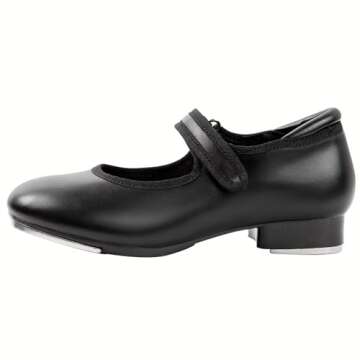 Linodes Easy Strap Tap Shoe Dance Flats for Girls and Boys (Toddler/Little Kid/Big Kid)-Black Matte-...