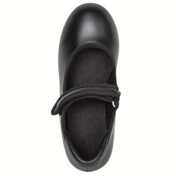 Linodes Easy Strap Tap Shoe Dance Flats for Girls and Boys (Toddler/Little Kid/Big Kid)-Black Matte-1M-Little Kid