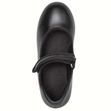 Linodes Easy Strap Tap Shoe Dance Flats for Girls and Boys (Toddler/Little Kid/Big Kid)-Black Matte-1M-Little Kid