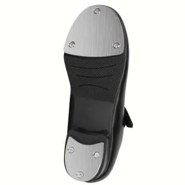 Linodes Easy Strap Tap Shoe Dance Flats for Girls and Boys (Toddler/Little Kid/Big Kid)-Black Matte-1M-Little Kid