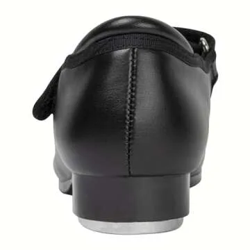 Linodes Easy Strap Tap Shoe Dance Flats for Girls and Boys (Toddler/Little Kid/Big Kid)-Black Matte-1M-Little Kid