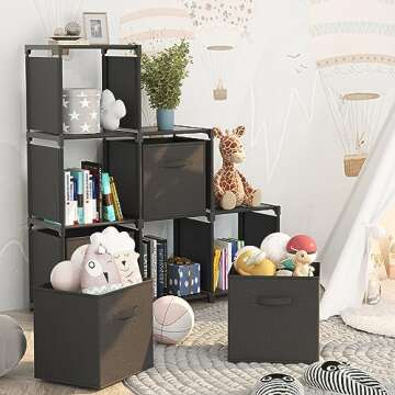 Iwaiting Outdoor 6 Cube Storage Organizer, Cube Storage Shelf with 6 Extra Drawers, Strong Load-Bear...