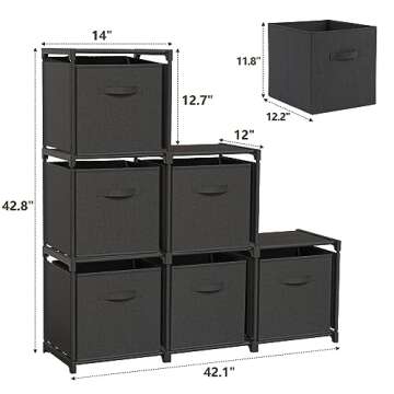 Iwaiting Outdoor 6 Cube Storage Organizer, Cube Storage Shelf with 6 Extra Drawers, Strong Load-Bearing Capacity, Portable Shelves for Bedroom, Living Room, Home, Office