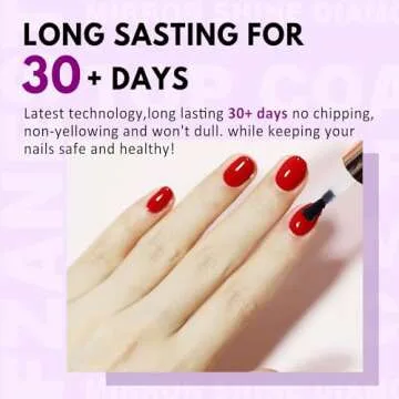 FZANEST Gel Top Coat 2 * 15ML No Wipe Diamond Top Coat Nail Polish Clear High Glossy Mirror Shine Chrome Finish UV LED Gel Long Lasting No Chipping Yellowing Salon Quality Home Use Beauty Gift