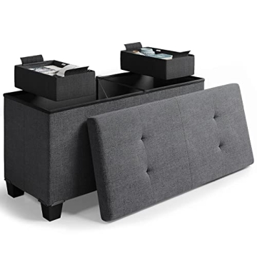 Versatile Storage Ottoman Bench - Stylish & Functional, 30-Inch Grey Design