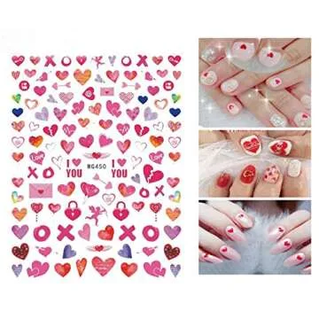 6 Sheets Self-Adhesive 3D Nail Art Stickers for Valentine's Day