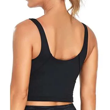 Oalka Sports Bra Womens Longline Padded Crop Tank Yoga Bras Workout Fitness Top Heart Black S