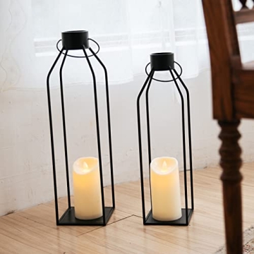 HPC Decor 22'' 19'' Lanterns Set with Flickering Candles