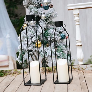 HPC Decor 22'' 19'' Lanterns Set with Flickering Candles