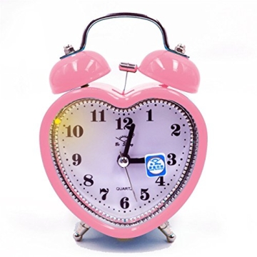 Monique Students Seniors 3in Twin Bell Loud Alarm, Silent Quartz Nightlight Clock Battery Operated f...
