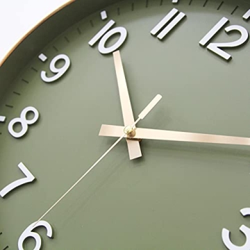 Silent Battery Operated Wall Clock - Olive Green