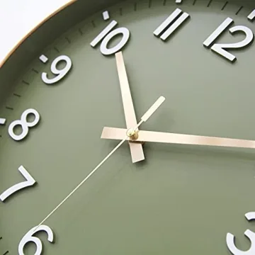 Silent Battery Operated Wall Clock - Olive Green