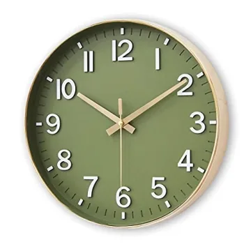 Silent Battery Operated Wall Clock - Olive Green
