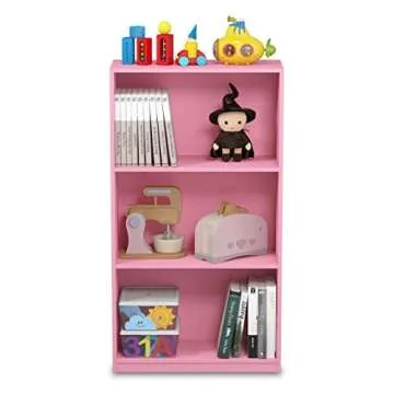 FURINNO Basic 3-Tier Bookcase Storage Shelves, Pink
