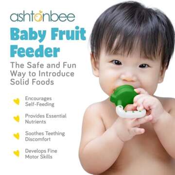 Baby Fruit Feeder, Teething Pacifier for Fruits, Veggies, or Frozen Milk, Food-Grade Silicone Teethe...