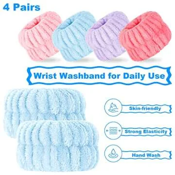 Wrist Spa Wash Band Set for Women - 8 Pcs Microfiber