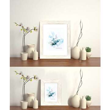 KAIWIN 100% Solid Wood White 11x14 Picture Frame 2 Pack Display Picture 8x10 with Mat, HD Glass Inside, Rustic Wooden Photo Frames for Wall Mounting