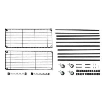 Amazon Basics Adjustable, Double Hanging Rod Garment Rolling Closet Organizer Rack with Wheels, Heavy Duty, Black, 36'' x 14'' x 72'', WI-GAR1436B