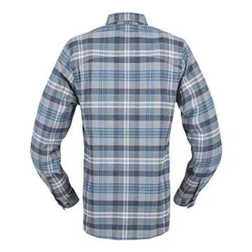 Helikon-Tex Defender Mk2 Pilgrim Plaid Men Button Down Long Sleeve Shirt - UPF50 Sun Protection - Blue Plaid, 2XSmall - Urban Line - Casual Outdoor, Fishing, Hiking, Tactical Shirt
