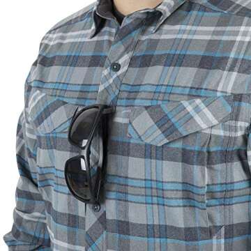 Helikon-Tex Defender Mk2 Pilgrim Plaid Men Button Down Long Sleeve Shirt - UPF50 Sun Protection - Blue Plaid, 2XSmall - Urban Line - Casual Outdoor, Fishing, Hiking, Tactical Shirt