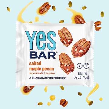 YES Bar – Salted Maple Pecan – Plant Based Protein, Decadent Snack Bar – Vegan, Paleo, Gluten Free, Dairy Free, Low Sugar, Healthy Snack, Breakfast, Low Carb, Keto Friendly (6 Count)