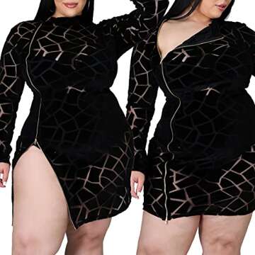 Ranfare Women's Sexy Plus Size Dresses Club Bodycon Midi Dress (Black-2 4XL)