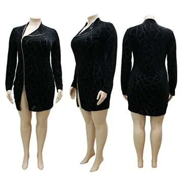 Ranfare Women's Sexy Plus Size Dresses Club Bodycon Midi Dress (Black-2 4XL)