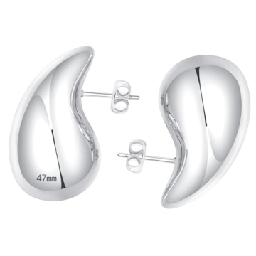 Extra Large Chunky Silver Hoop Earrings for Women