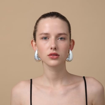 Extra Large Chunky Silver Hoop Earrings for Women