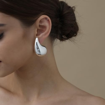 Extra Large Chunky Silver Hoop Earrings for Women