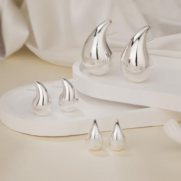 Extra Large Chunky Silver Hoop Earrings for Women